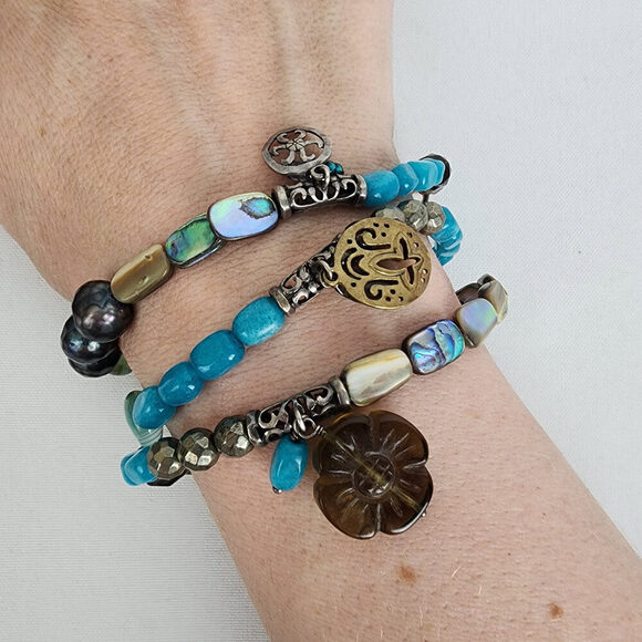 ✨ Silpada Blue Beaded Bracelet Set - Set of 3 - Picture 1 of 7